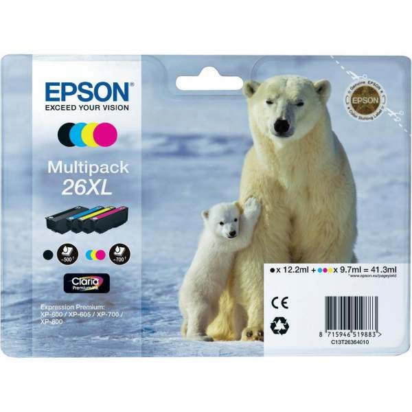 Atrament Epson C13T26364010 čierny (black), purpurový (magenta), azúrový