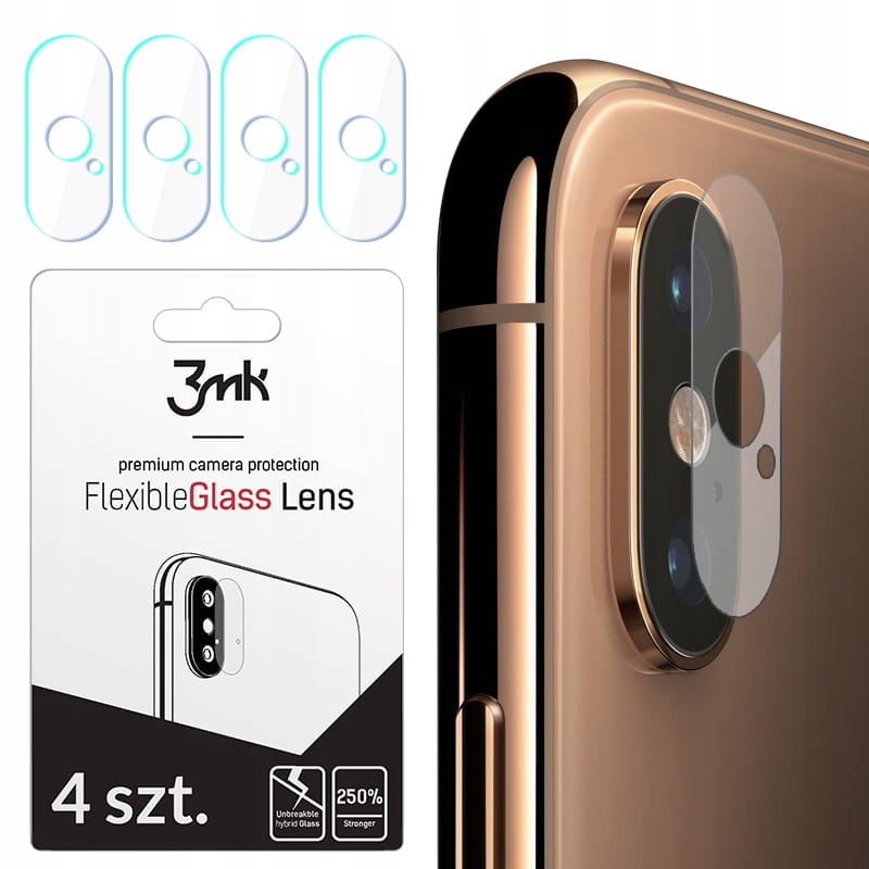 

4SZT Szkło Hybrydowe Obiektyw 3MK Iphone X / Xs