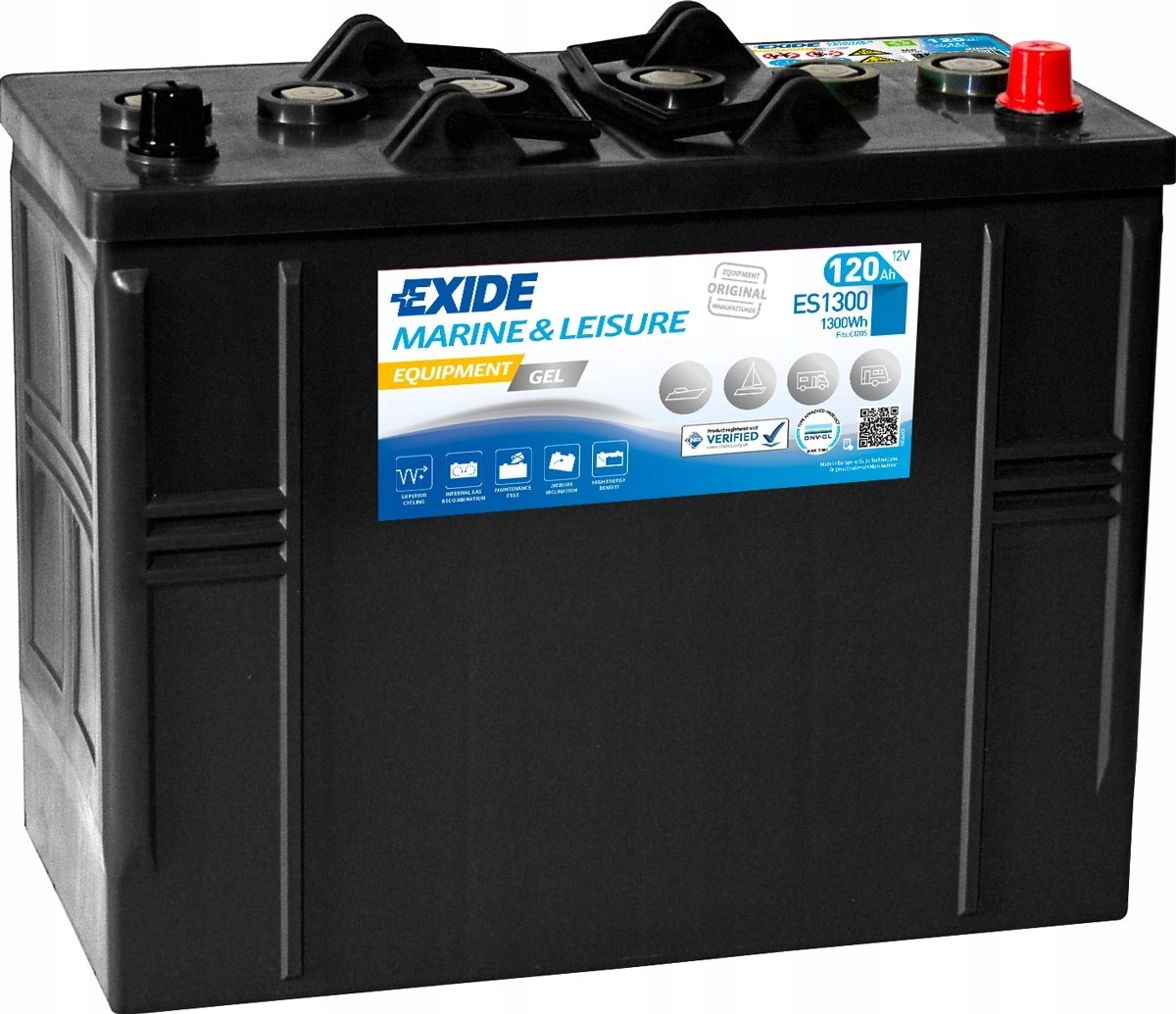 Akumulator EXIDE Equipment Gel 12V 120Ah 750A ES1300 - łódź, jacht, kamper