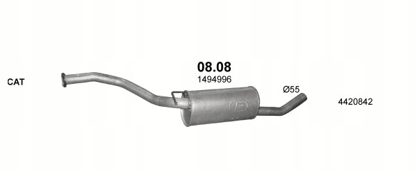 Tłumik Ford Transit Connect 1,8 Diesel 08-10r. LWB Producent części Polmostrów