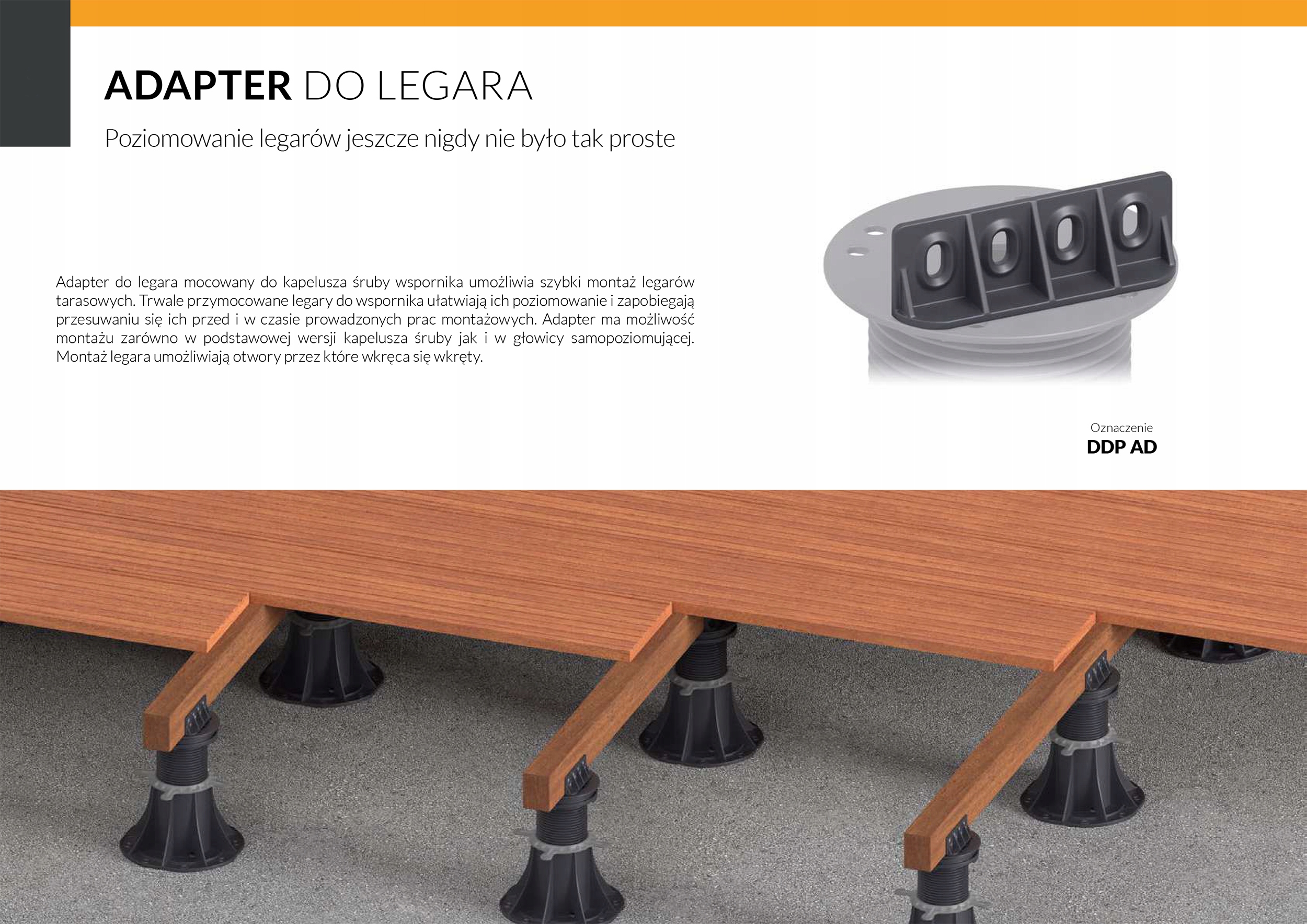ADAPTER DO WSPORNIKÓW TARASOWYCH POD LEGARY DESKI Producent DD Pedestals