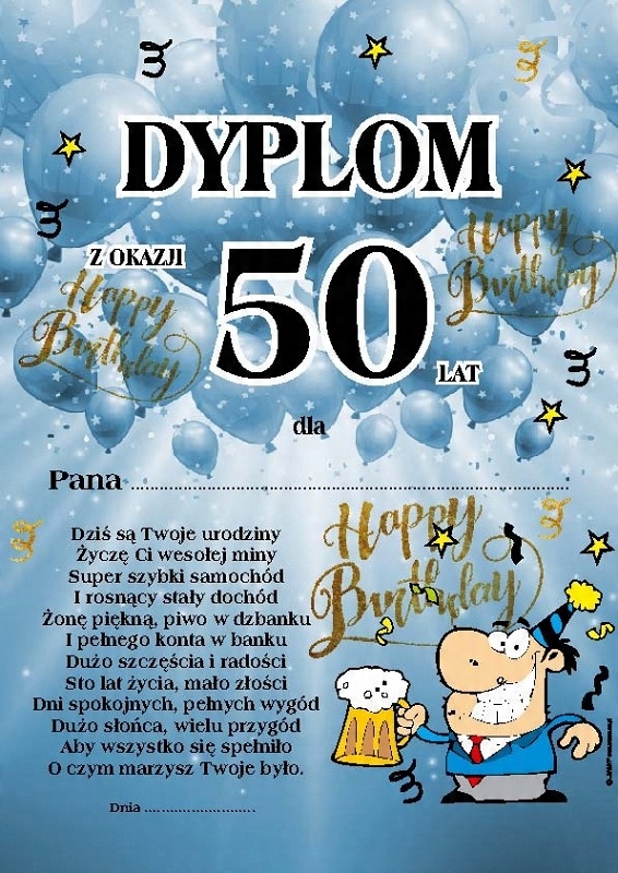 

dyplom 50-LATKA A4 urodziny Facet! 50