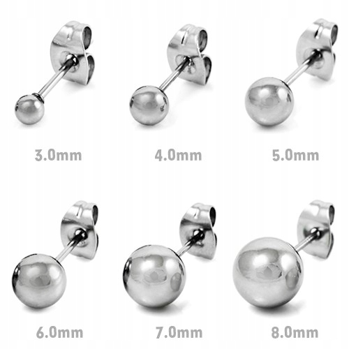 KOLCZYKI KULKI 18 KRT STAL CHIRURGICZNA SET 5 Par Marka Inna marka