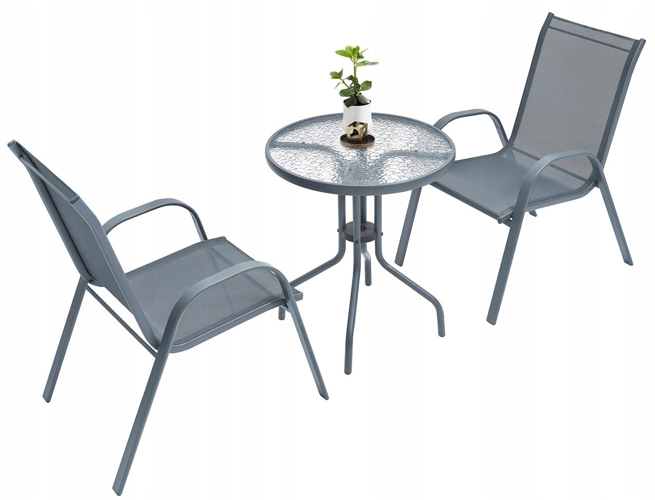 MEBLE OGRODOWE ZESTAW TARASOWY SZKLANY STÓŁ 2K