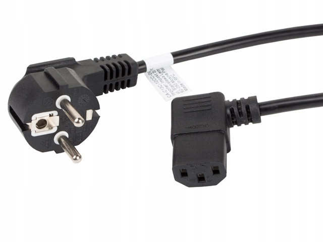 

Kabel zasilający Schuko - C13 1,8m kątowy Vde