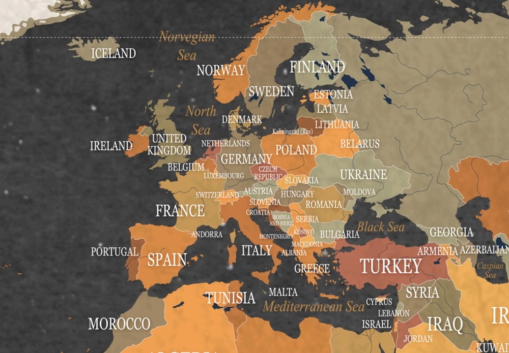 OBRAZ MAPA ŚWIATA korkowa, PŁÓTNO 120x80 Szerokość (cm) 101 - 120