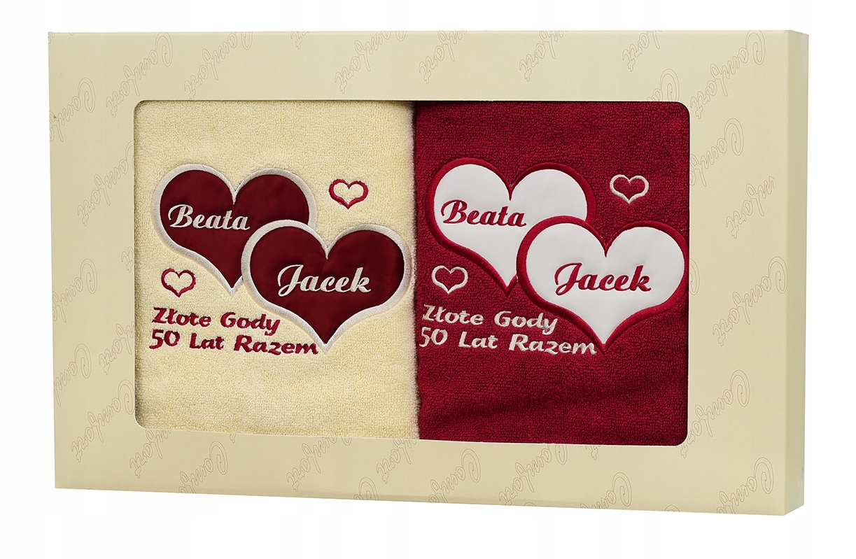 Duże Ręczniki z Twoim haftem Ślub Rocznica święta prezent