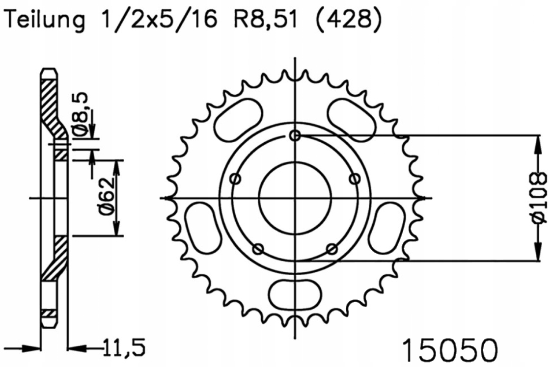 Zadní ozubení 428 53-55Z Sachs Xtc 125 4T 02-07
