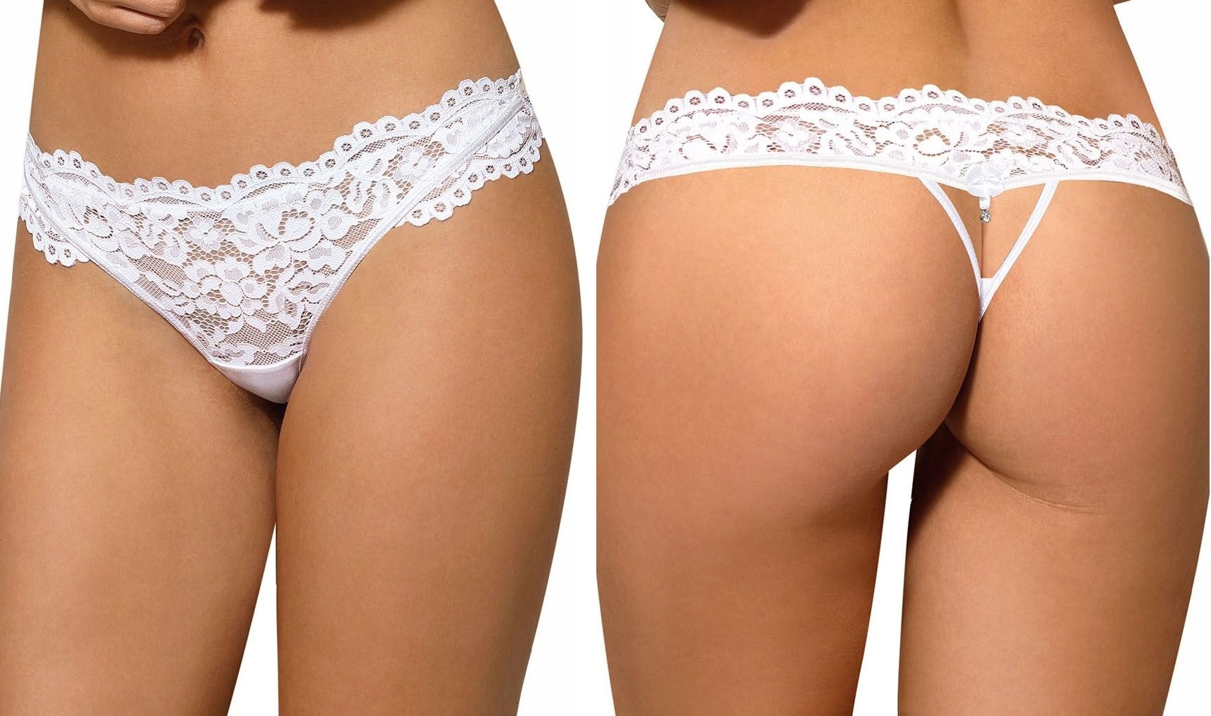 

Róża Newia Eleganckie stringi z koronką *XL* biel