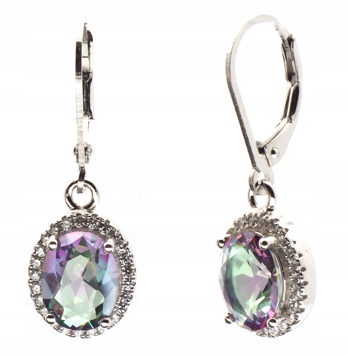 Visací Stříbrné Náušnice Rhodiované Markýzy Mystic