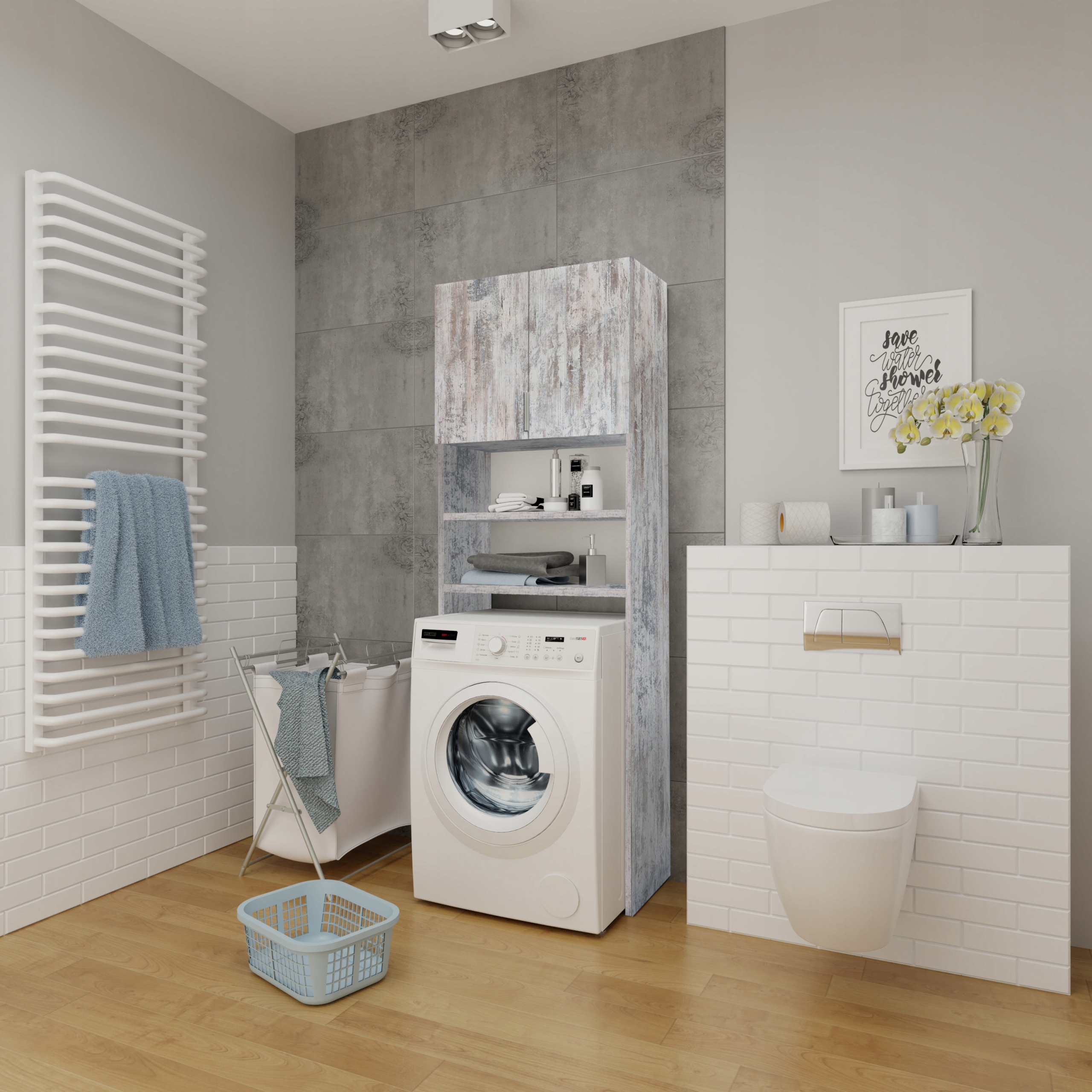 Regał łazienkowy STILO funkcjonalny słupek szafka Kolor mebla biały