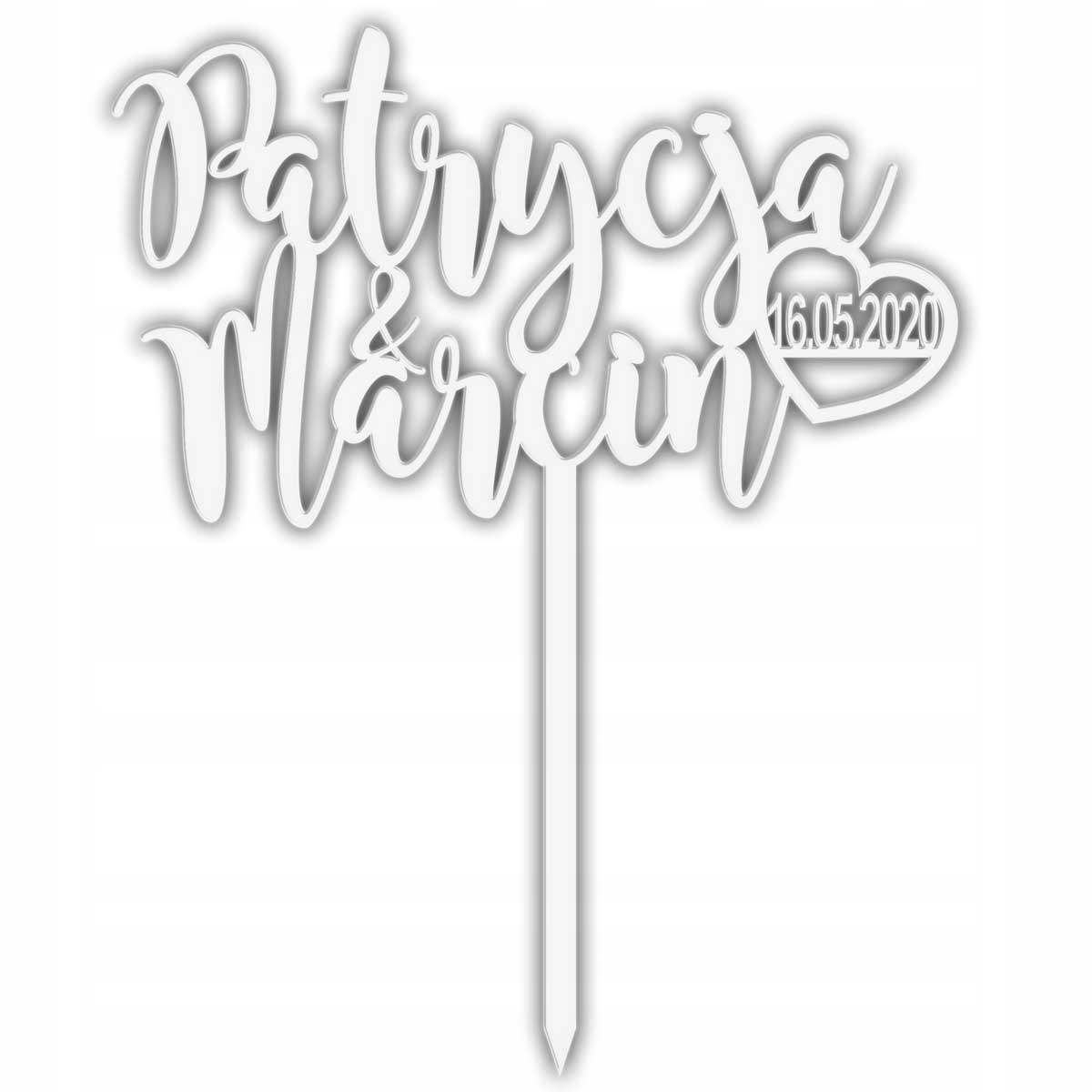 TOPPER NAPIS TORT WESELE IMIONA SERCE DATA BIAŁY Kod producenta 011_059_104