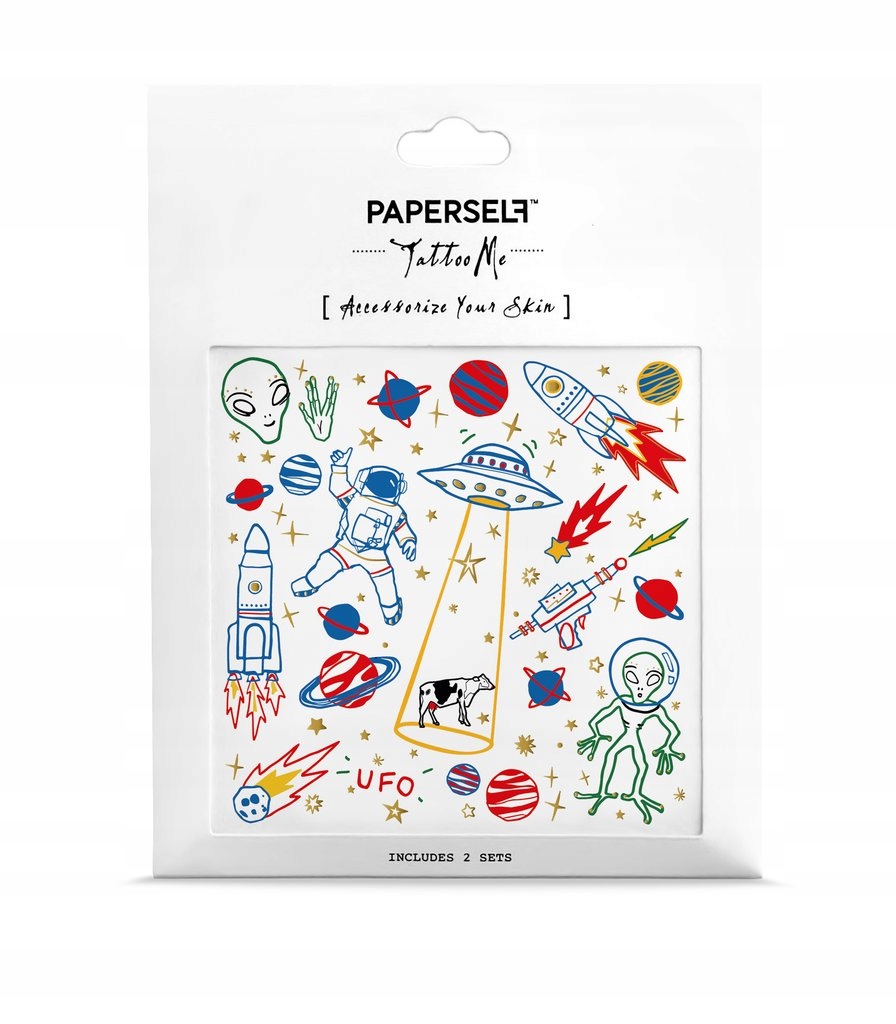 Paperself tatuaż kolorowy imprezowy damski UFO