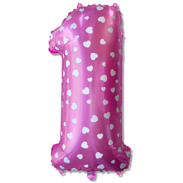 

Balon Foliowy cyfra różowa "1" 75 cm