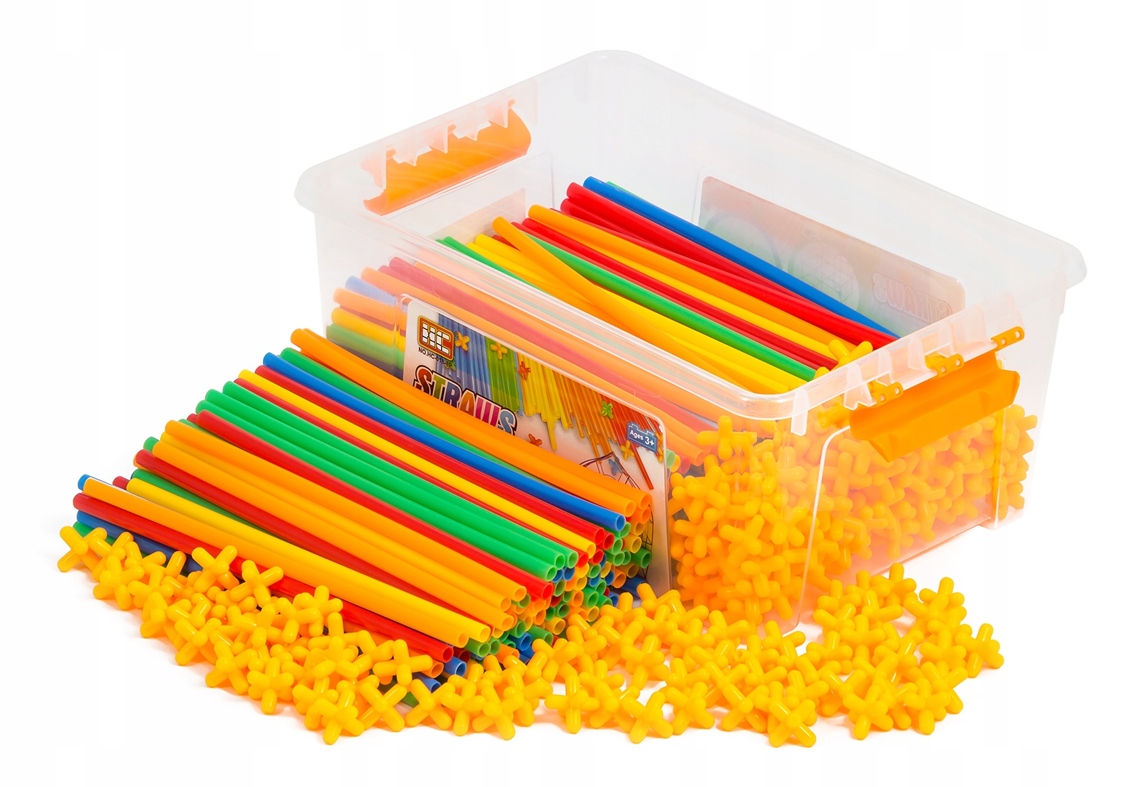 KLOCKI KONSTRUKCYJNE SŁOMKI PATYCZKI RURKI 170 el Materiał plastik