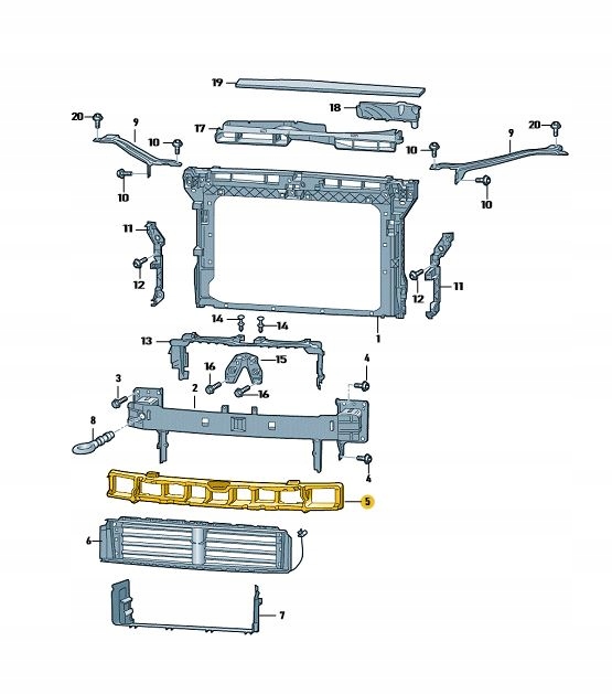 ABSORBER ODBOJNIK ZDERZAKA PRZÓD SKODA SUPERB 3 Strona zabudowy przód