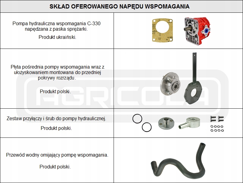 NAPĘD POMPA WSPOMAGANIA URSUS C-330 C330 Z ROZRZĄDU HYDROLIDER Producent części Hydrolider