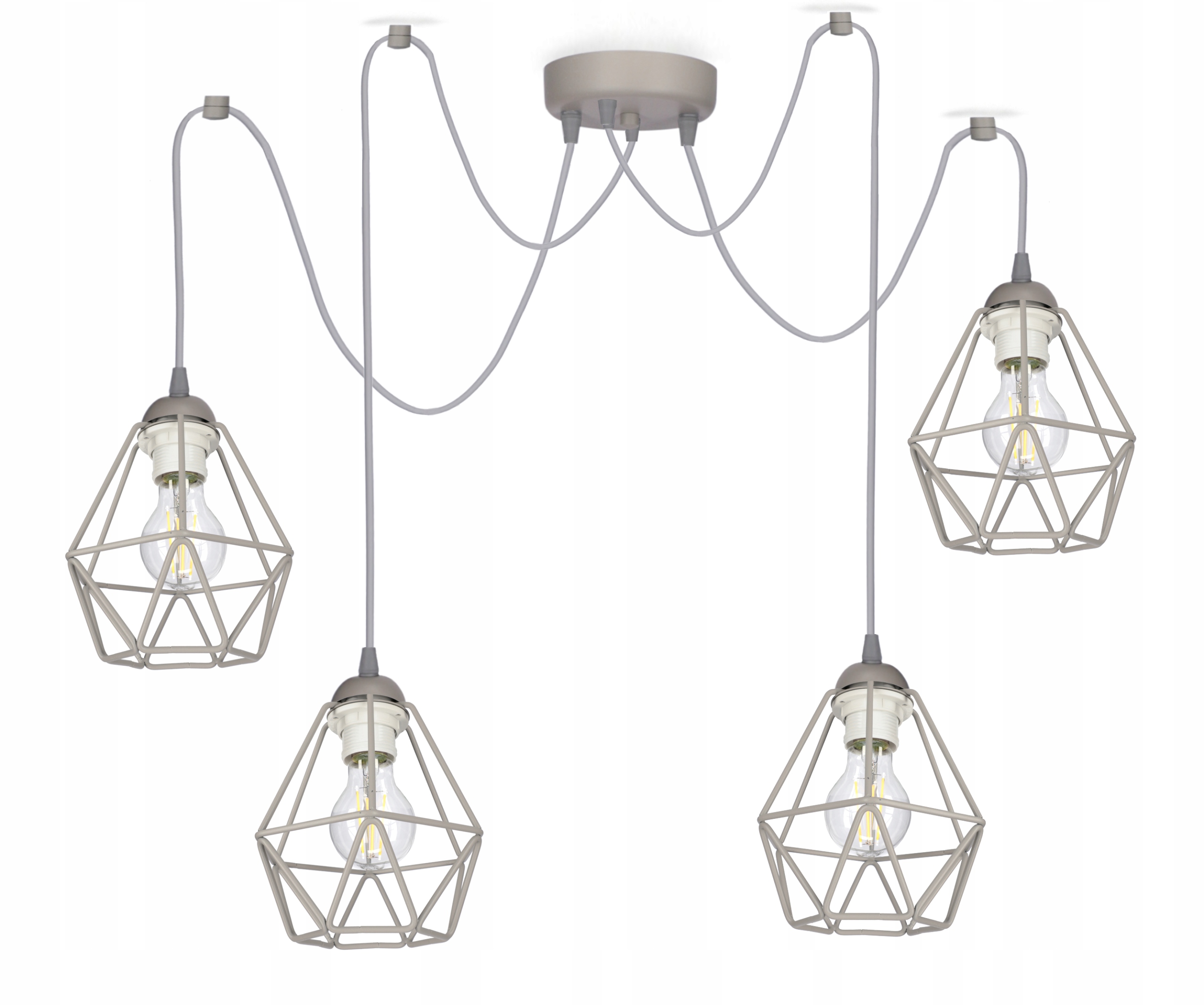 Závěsné stropní svítidlo lustr Pavouk Druciak Diamond 4 Šedá loftová lampa