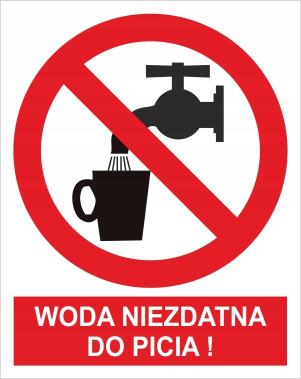 Naklejka PIKTOGRAM BHP, woda niezdatna do picia