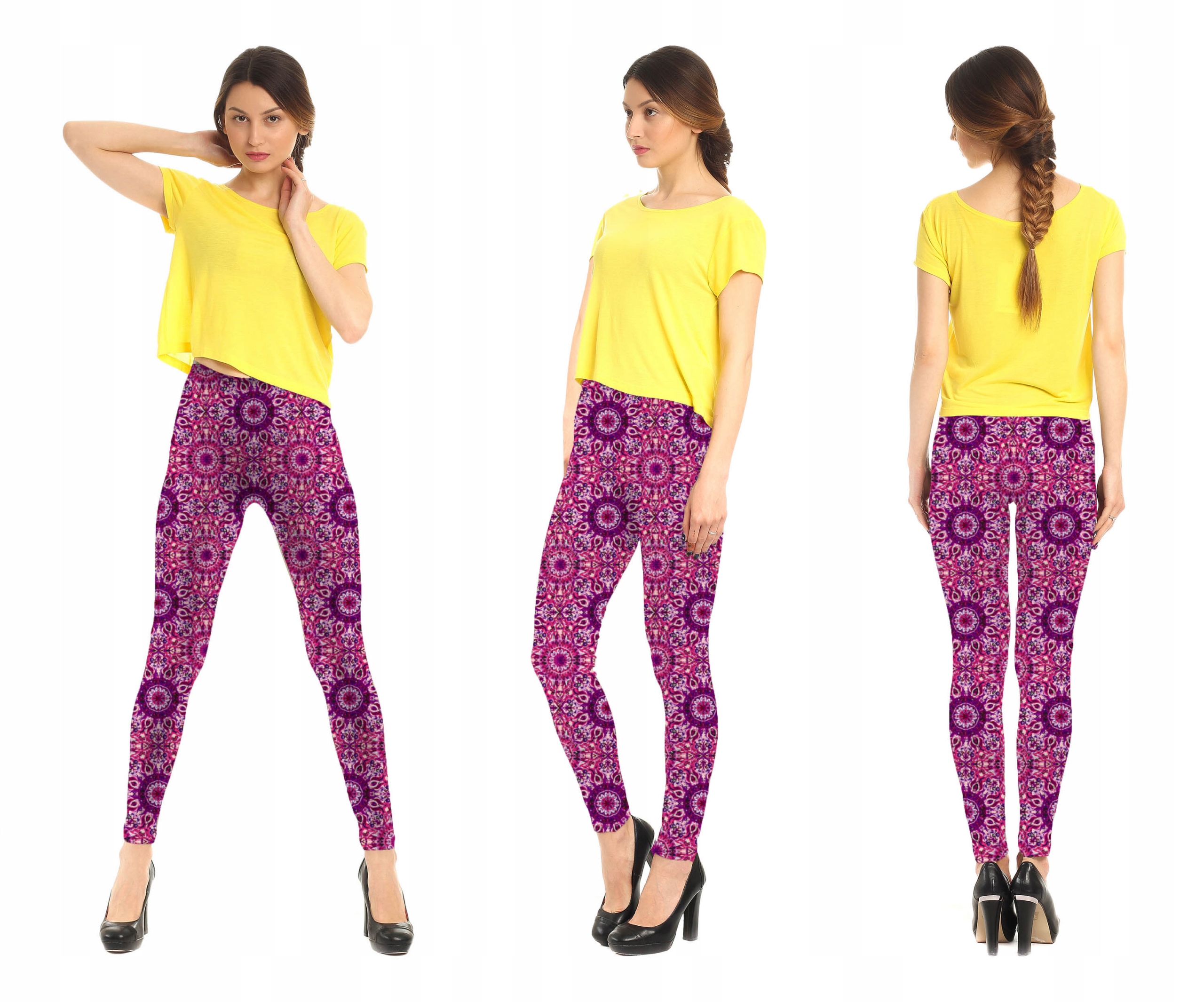 

Legginsy Nadruk Fioletowa Mozaika Fitness Yoga Hit