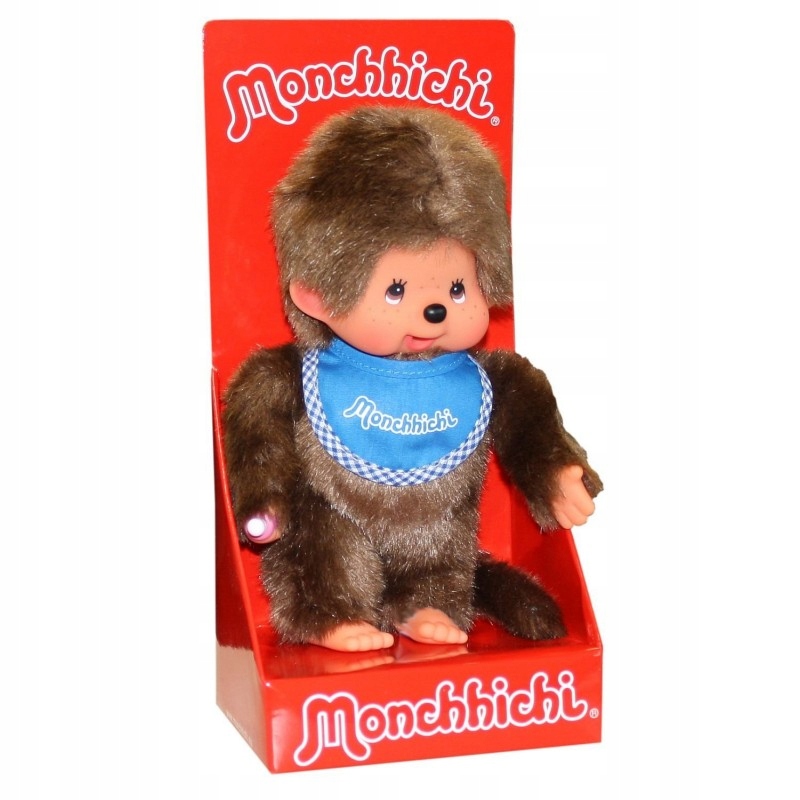 Monchhichi 255040 Małpka chłopiec w niebieskim śliniaczku 20 cm
