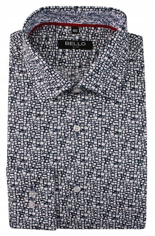 Tmavě modrá a bílá košile -bello- 44/176-182 slim