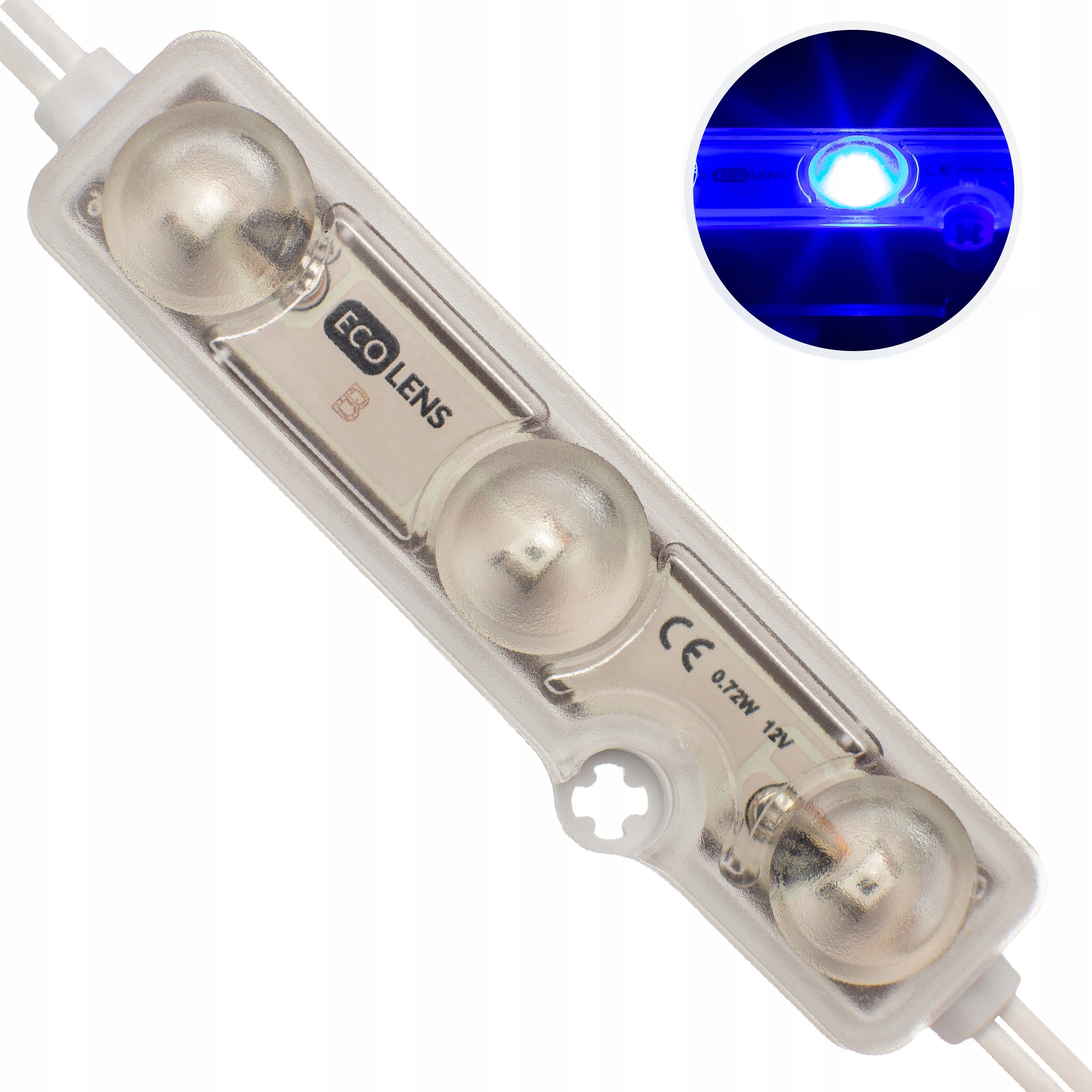 

Moduł 3xLED Smd 0,72W niebieski 12V Eco Lens Ip 68
