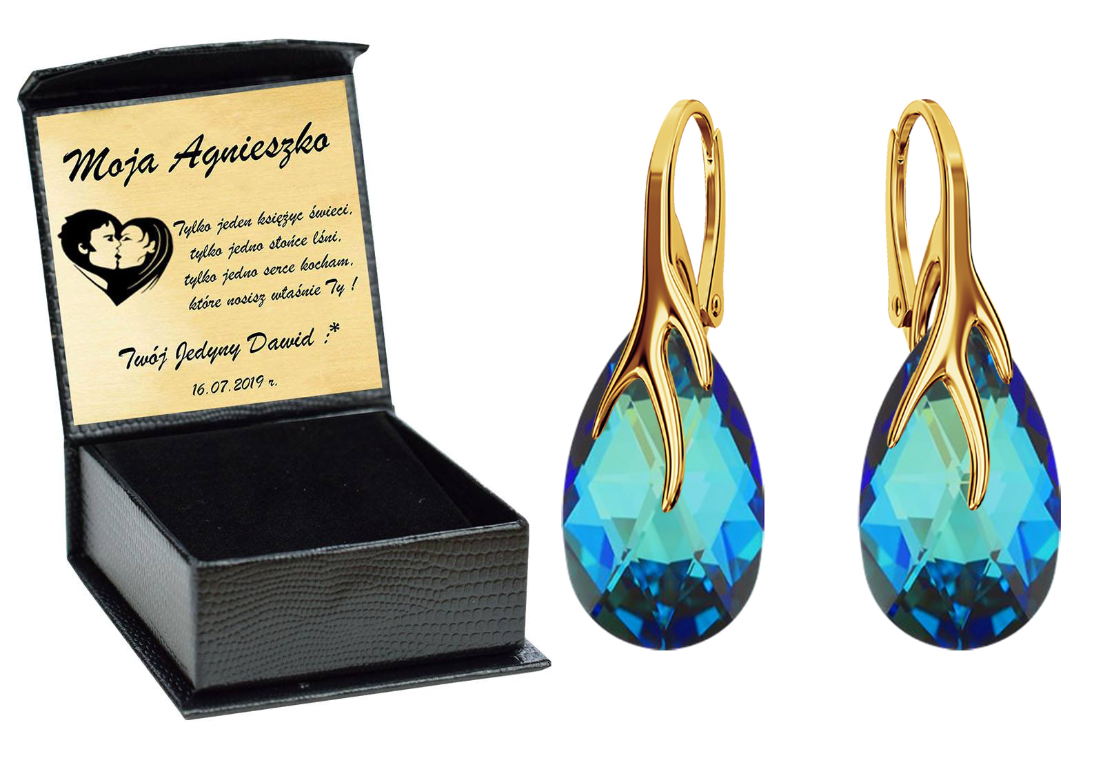

Drapieżne Kolczyki Swarovski Złote 925 Grawer