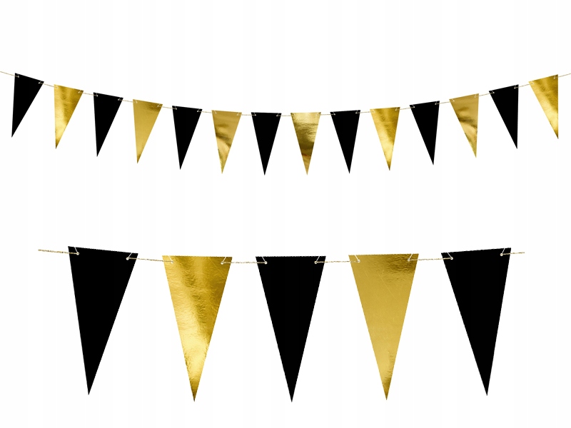 

Złote Flagi Baner Girlanda Gold & Black 215cm