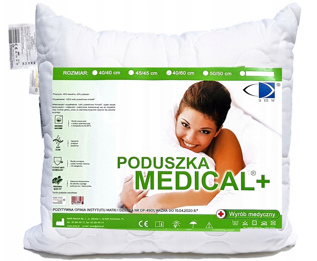

Poduszka Dla Dziecka Medical 40x40 Zamek Amw Atest