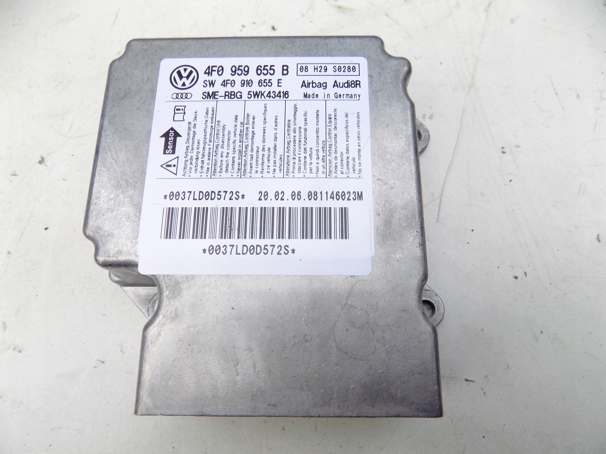 MODUŁ SENSOR PODUSZEK AIRBAG 4F0959655B AUDI A6 C6