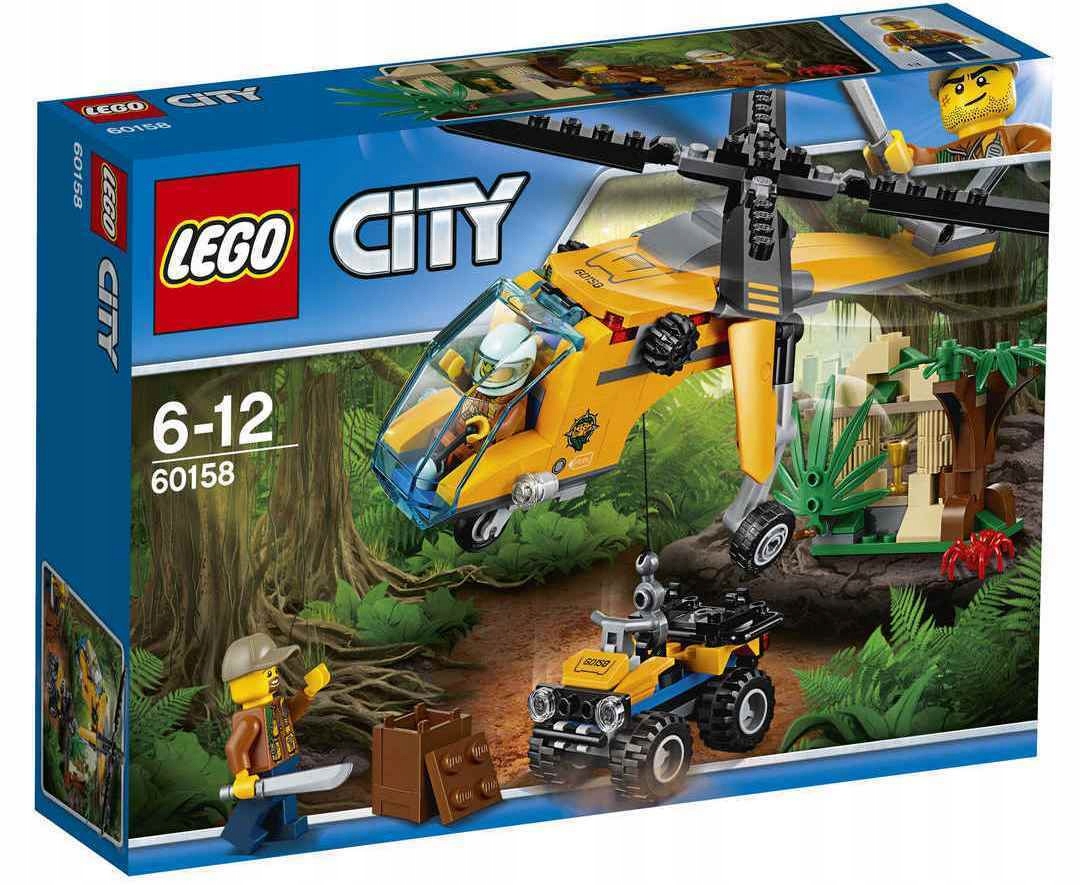 Lego City 60158 Helikopter Transportowy Dżungla Quad Pilot Pająk Skrzynia