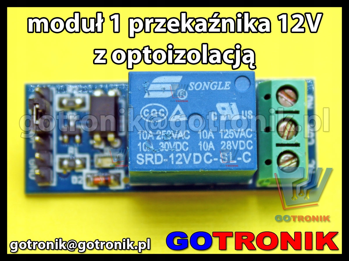 Moduł 1 przekaźnika 12V z optoizolacją_____LCT-094 Rodzaj przekaźnik