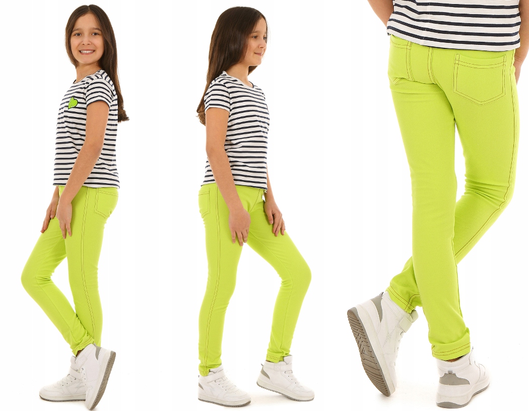 Kolorowe leginsy getry jeansowe 122 LIMONKA