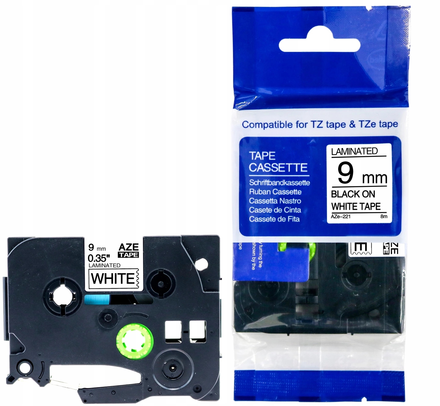 Taśma do Brother TZe-221 9mm biała 8 metrów TZ-221