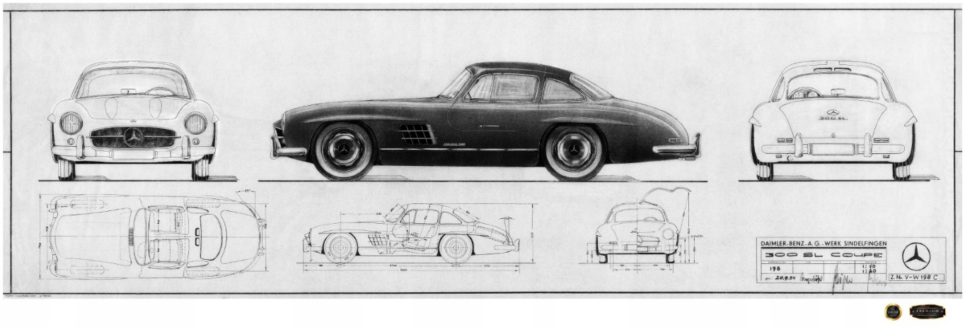 Mercedes Benz 300SL PANORAMA 4K PREMIUM 178x60cm