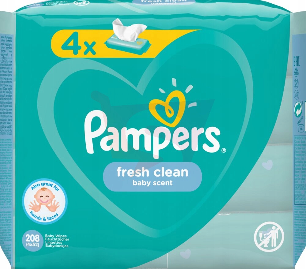CHUSTECZKI PAMPERS FRESH CLEAN 208 SZT 4x52 24h