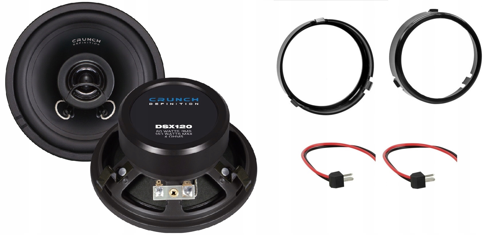Crunch DSX120 Automobilové reproduktory stlačené do Mercedes W124 zadné vzdialenosti