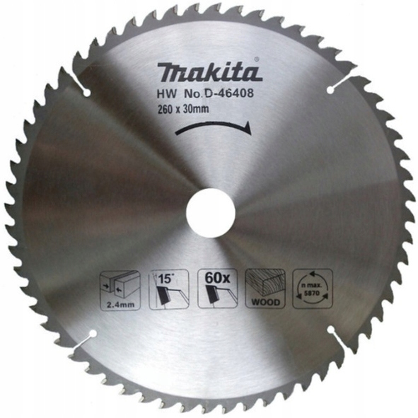 

Tarcza tnąca Makita 260x30 60z do drewna D-46408