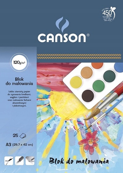

Blok do malowania A3 Canson biały, 120 g, 25 ark