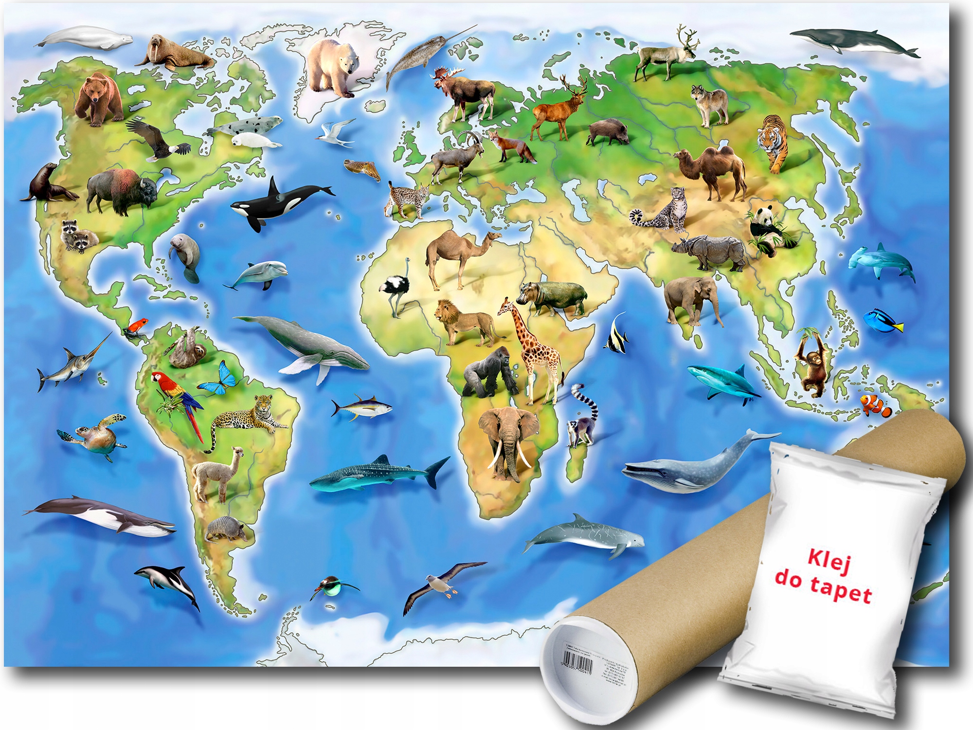 Fototapeta Flizelina Zvieratá Mapa Svet 312x219