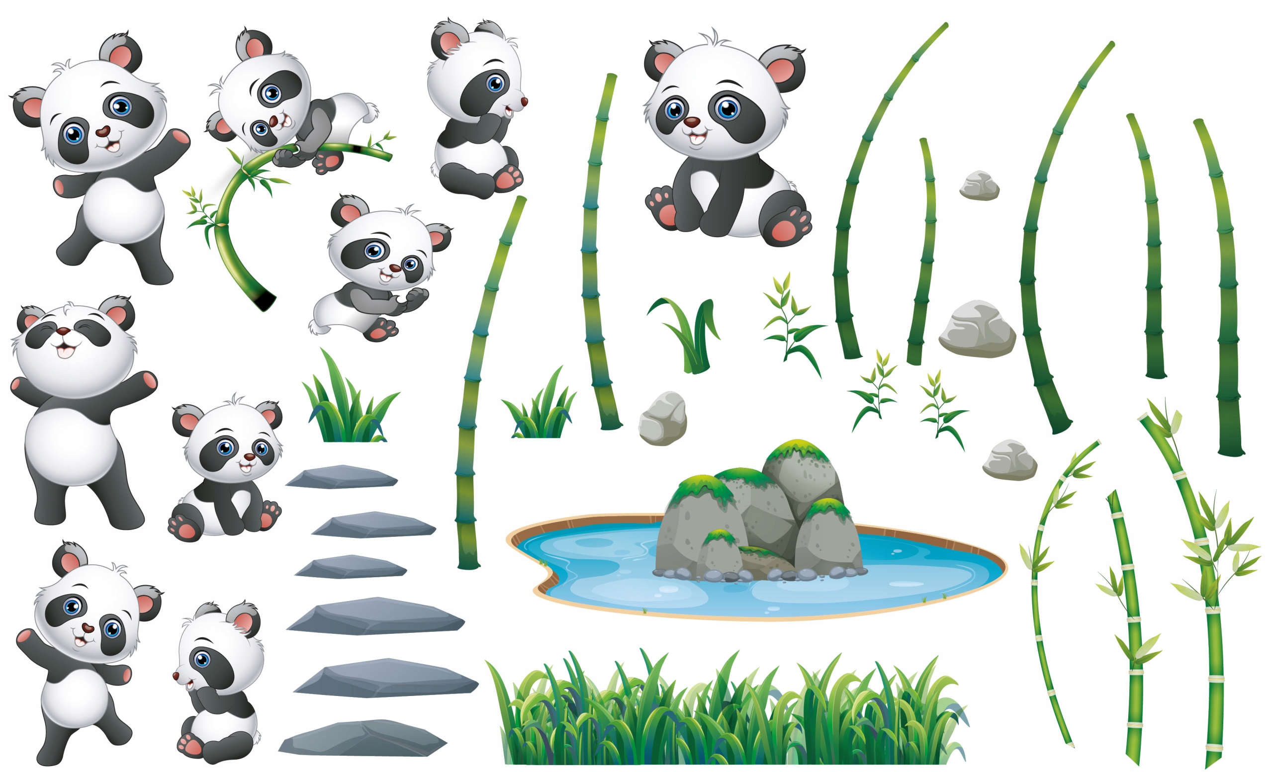 

Naklejka na ścianę zestaw Zwierzę pandy panda XXL