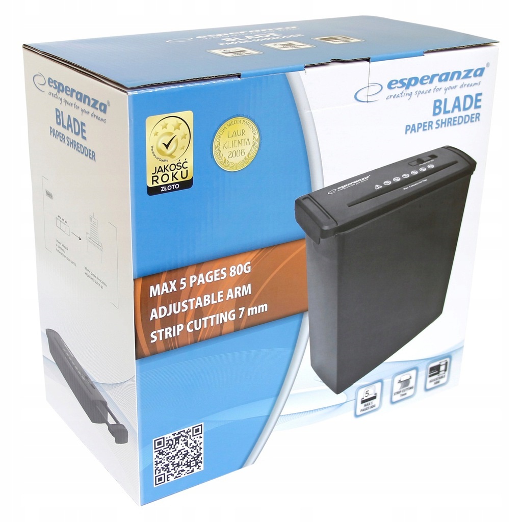 NISZCZARKA DOKUMENTÓW DO PAPIERU BIUROWA Z KOSZEM Rodzaj cięcia paski