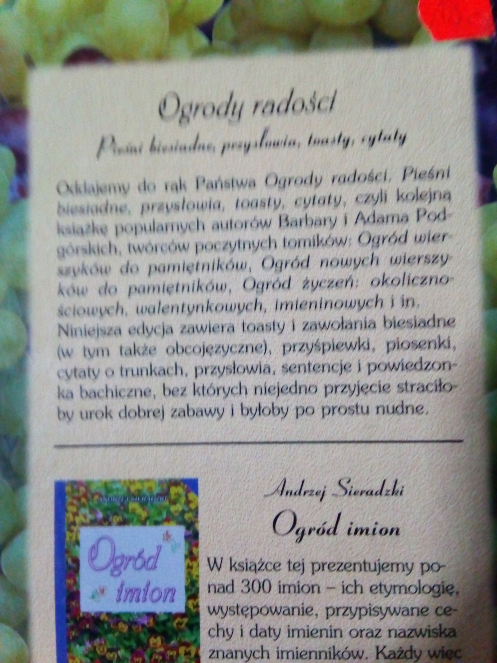 Ogród radości pieśni cytaty toasty itp Gatunek Dom i ogród