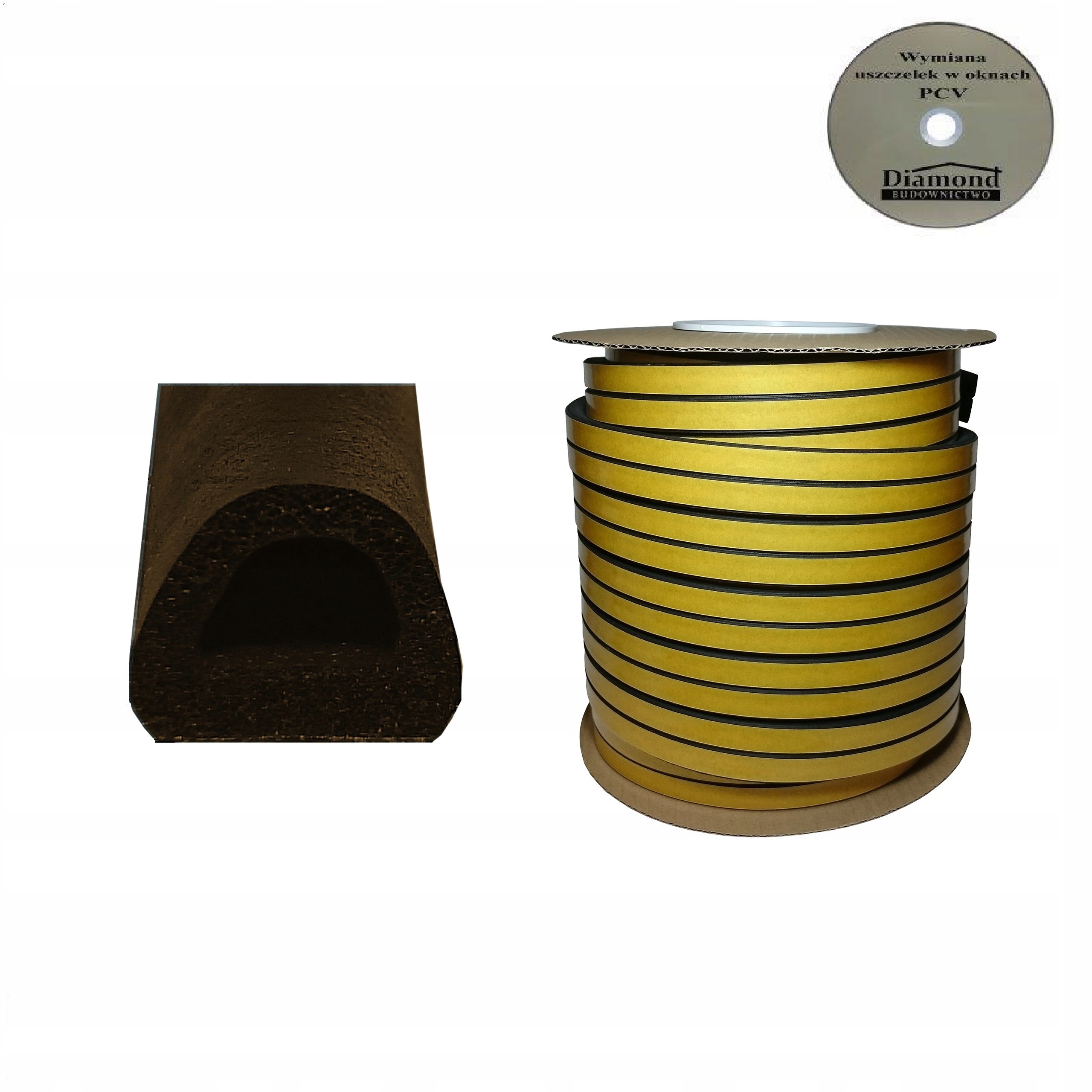 Uszczelki do okien okna okienne PROFIL D BRĄZOWE