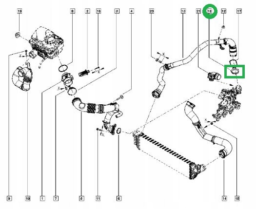 Renault OE 144650179R uszczelka rury intercoolera master