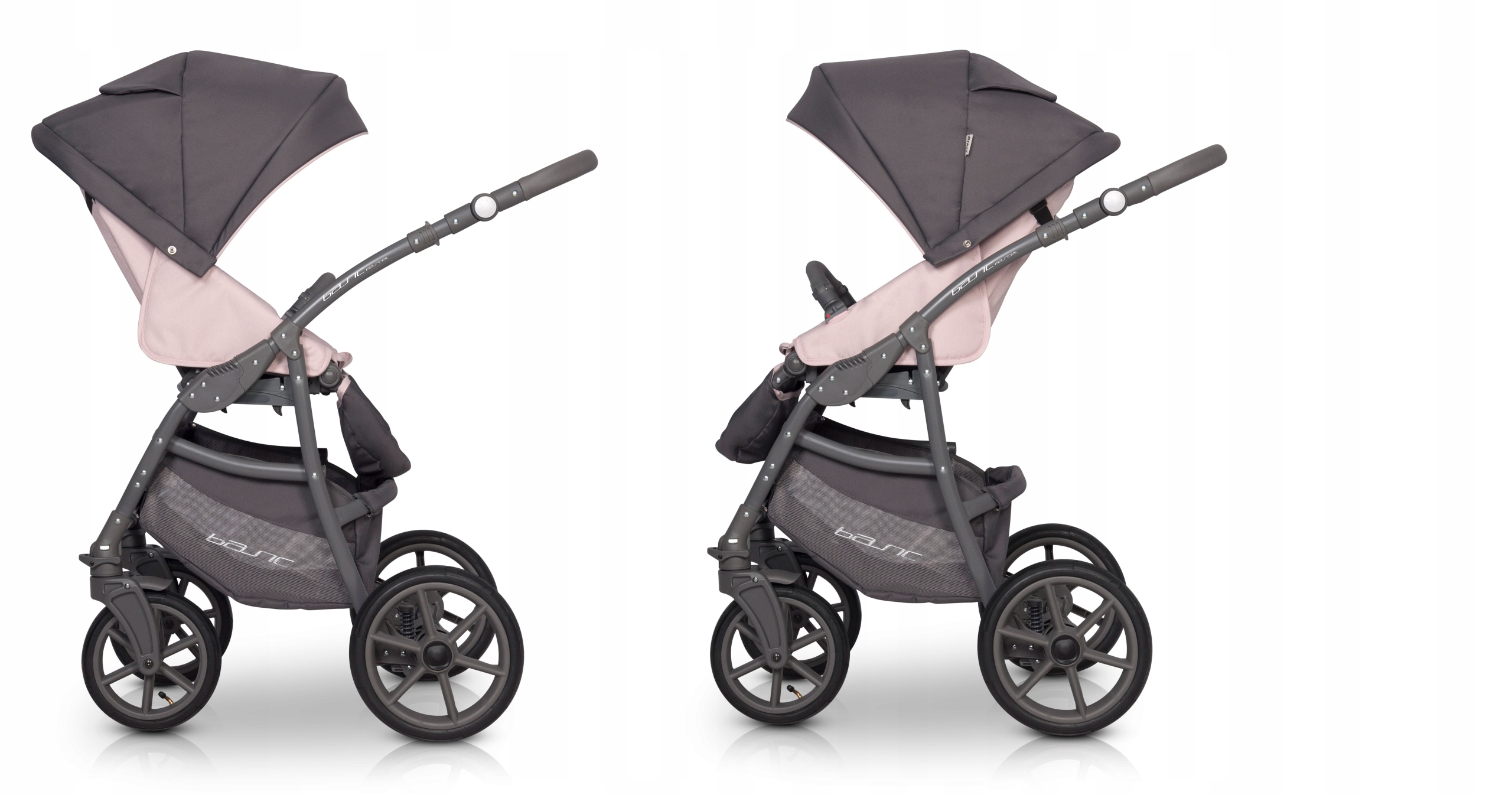 WÓZEK 2w1 GONDOLA SPACER / Basic Pastel Pink Riko Stelaż Stalowy