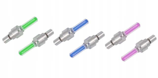 ŚWIECĄCE KOLOROWE WENTYLE NEON ROWERU DŁUGI LED Model Wentyle świecące niebieskie 2 sztuki