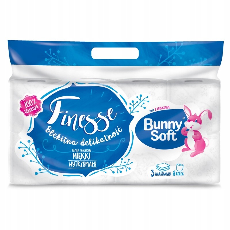 

Papier toaletowy Bunny Soft biały finesse 3w 8-rol