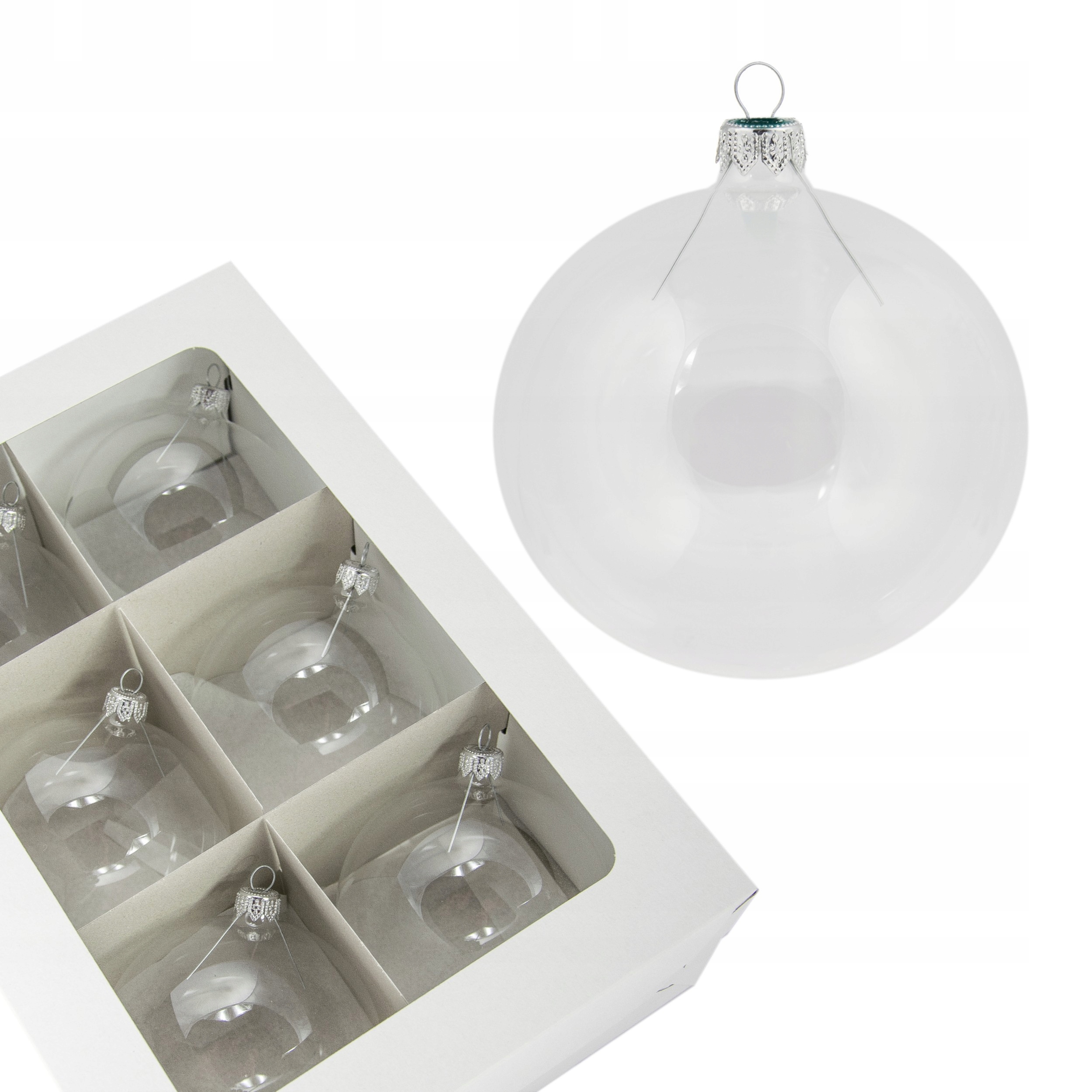 

Bombki Szklane bezbarwne kule przezroczyste 10 cm.